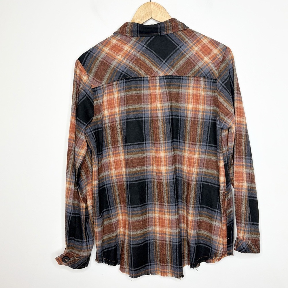 Democracy Plaid Flannel Shirt Womens Small Button Up Granola Girl Outdoor Earthy - Picture 9 of 9
